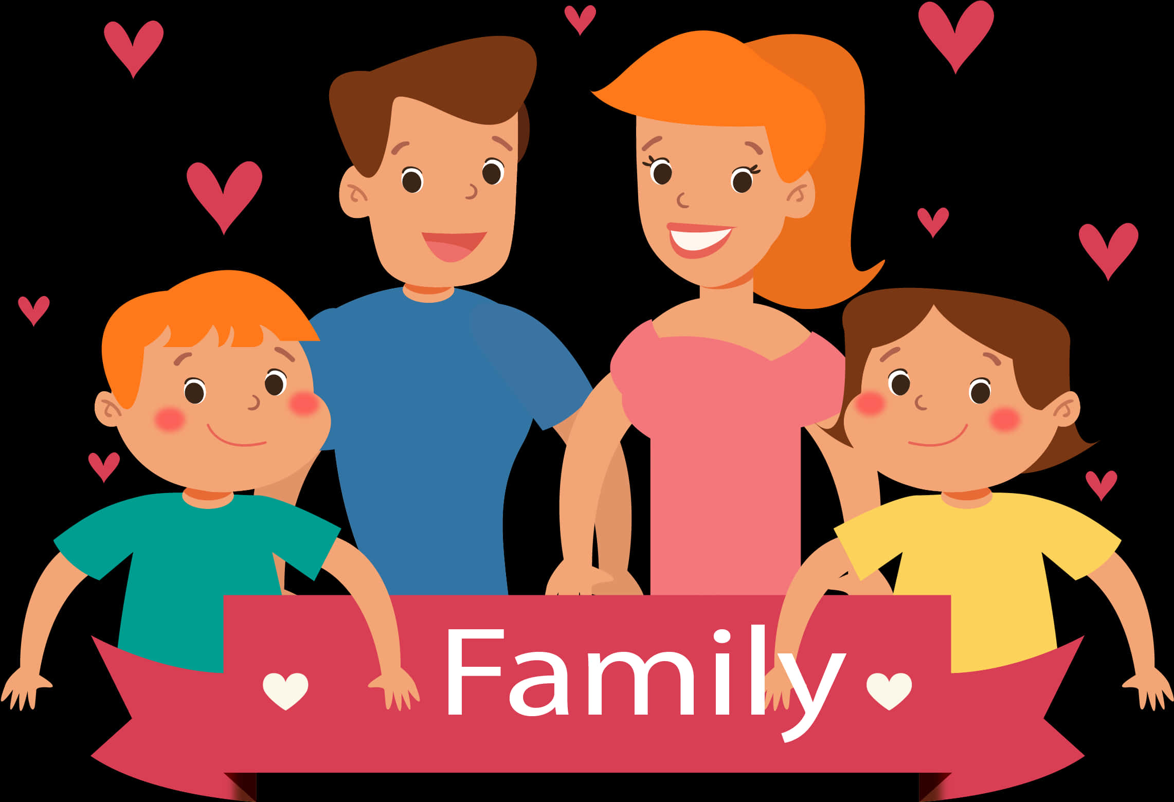 Glad tegneseriefamilie kærlighedsbanner Wallpapers