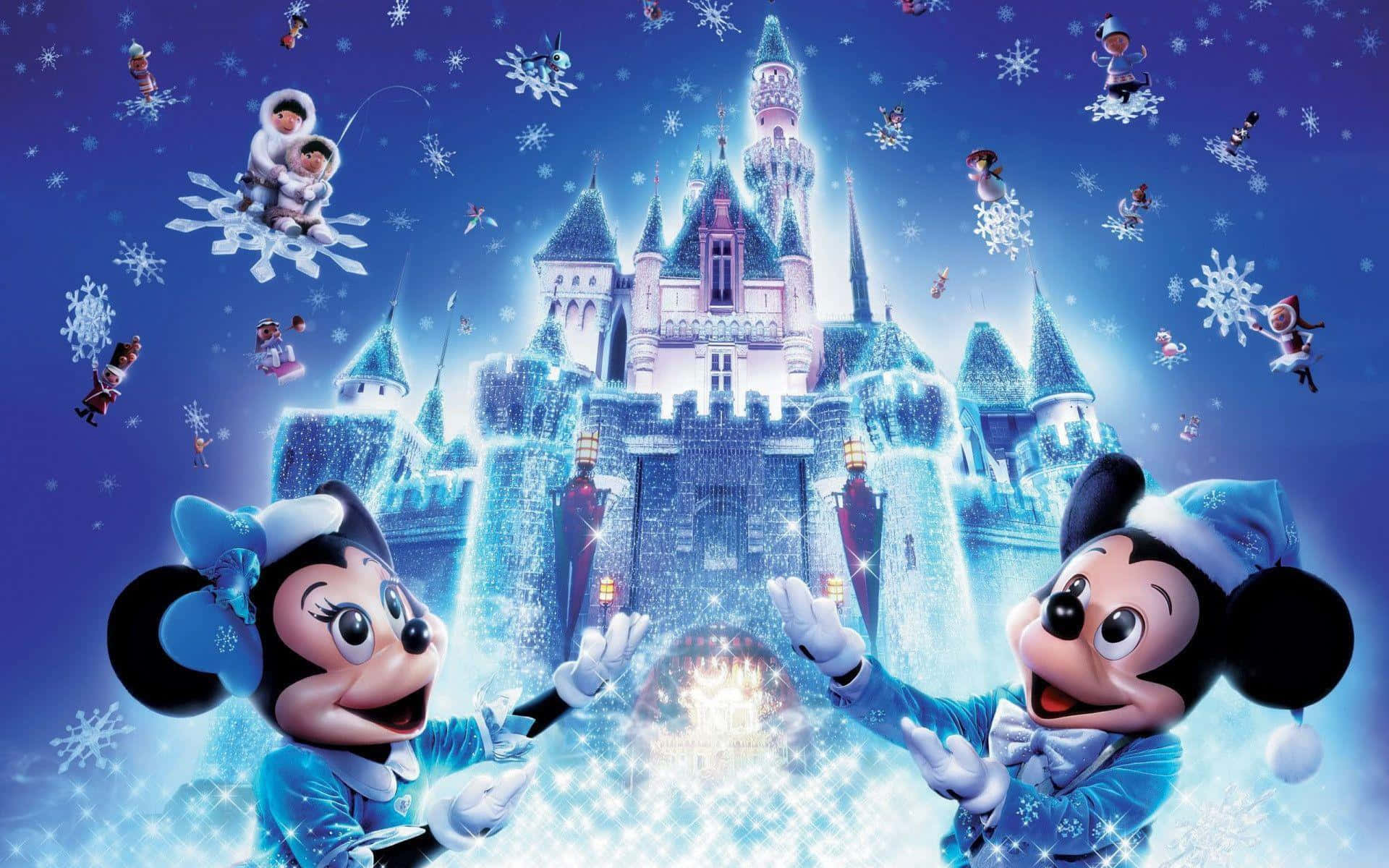 Glade minder med Snehvide i en Disney-jul Wallpapers