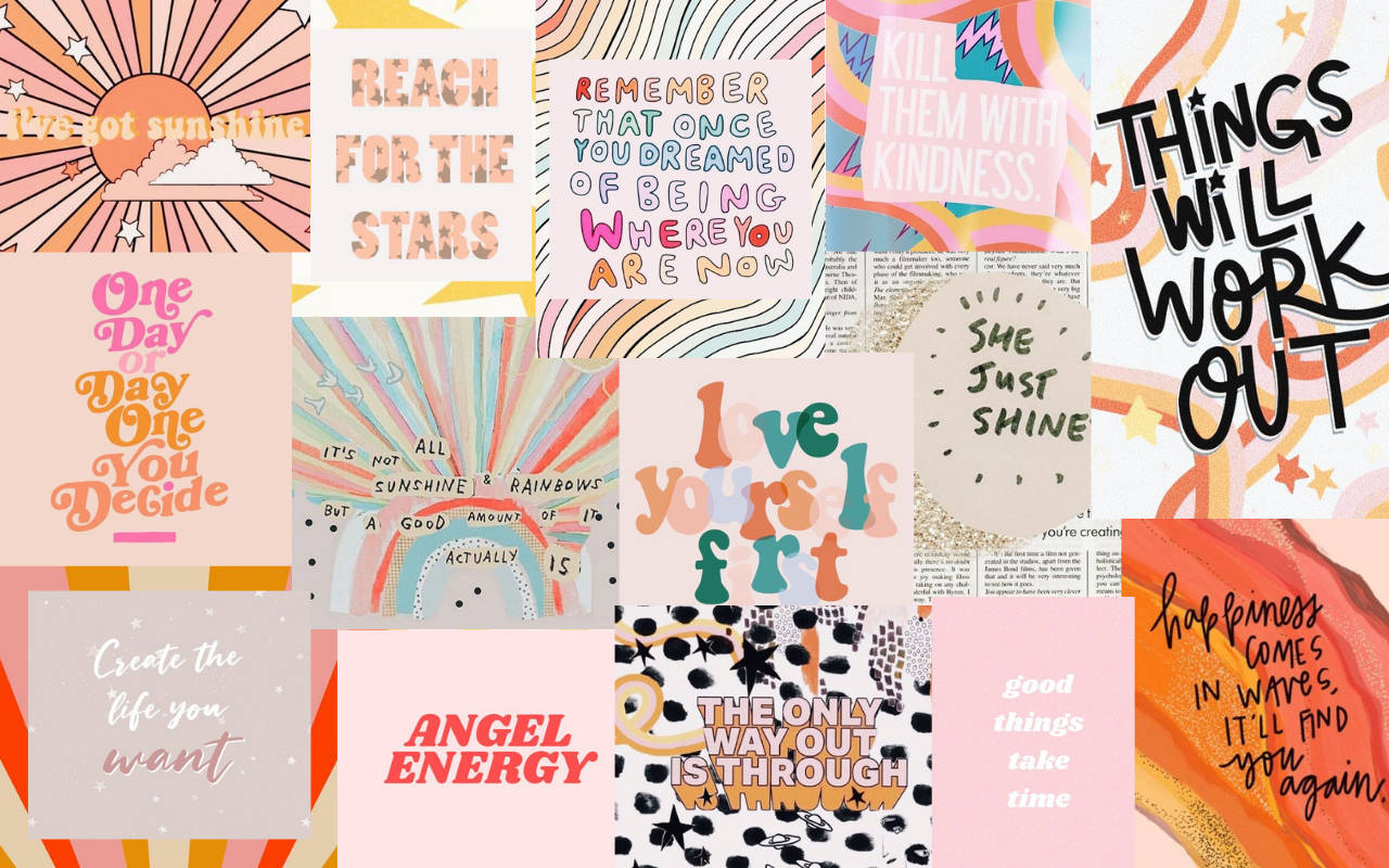 Glædelig og sød pastel mood board Wallpapers