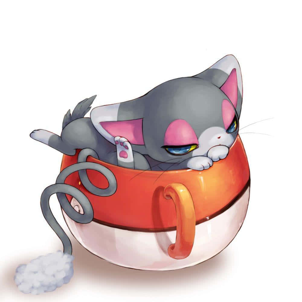 Glameow sover i krus Wallpapers