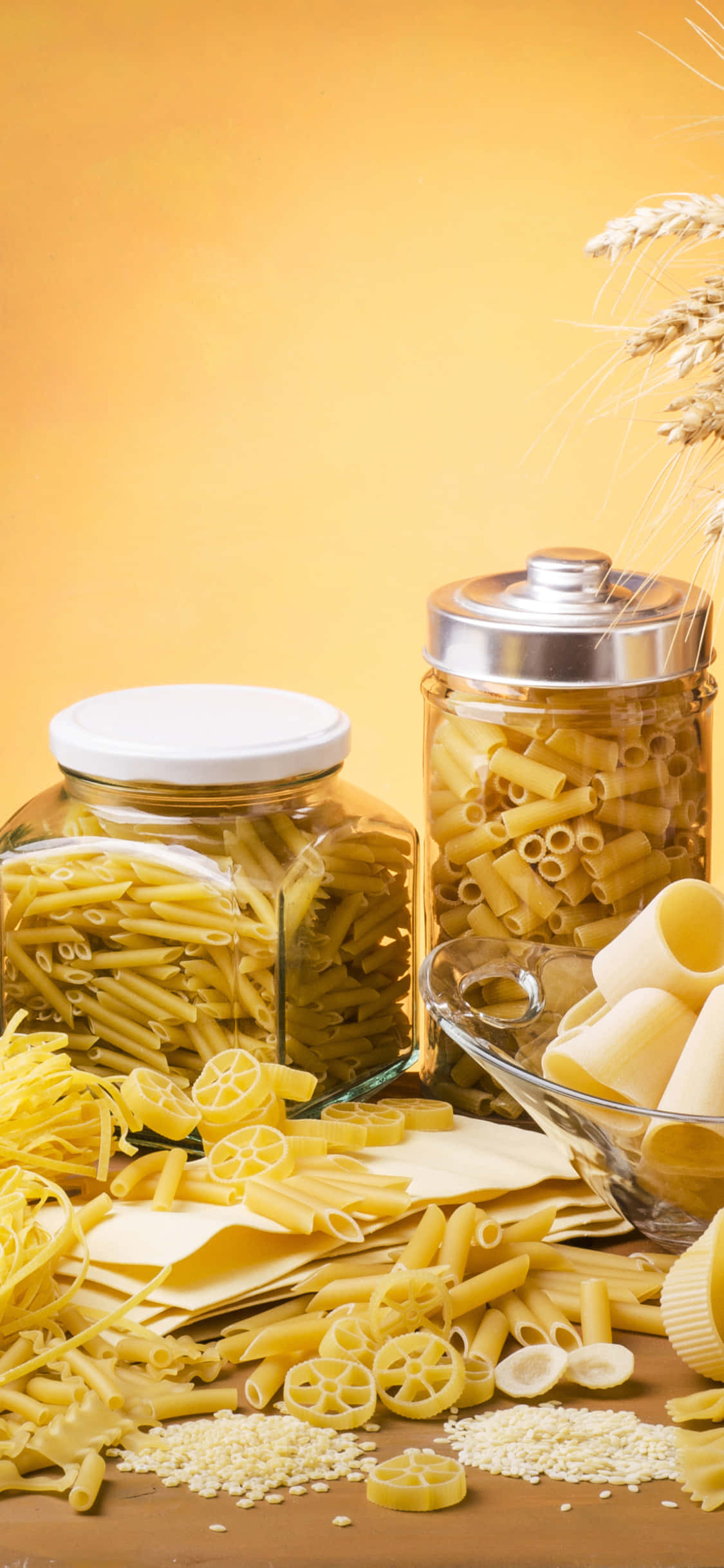 Glasbeholdere iPhone X Pasta Baggrund Wallpapers