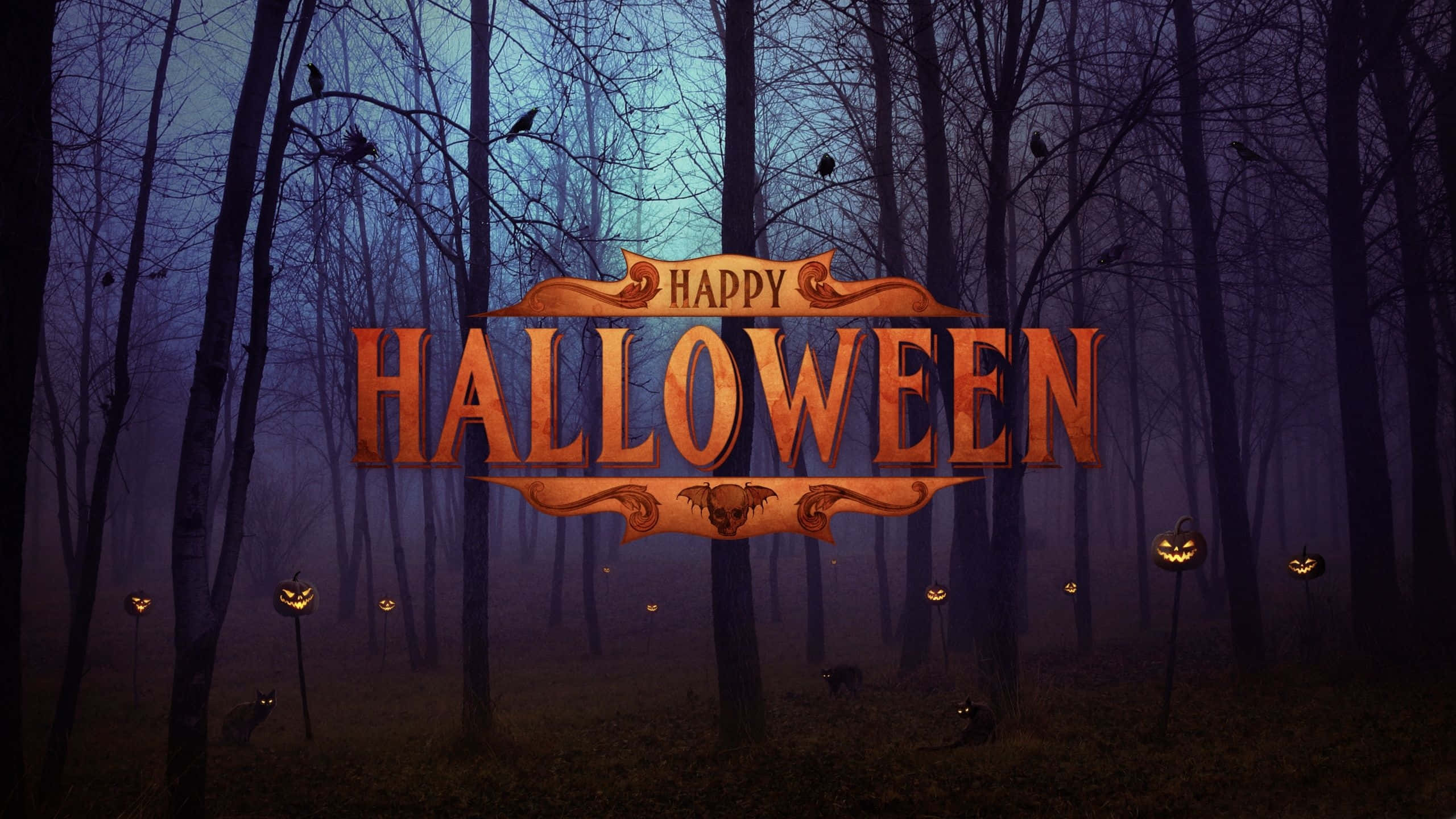 Glædelig Halloween Mørk Skov Billede Wallpapers