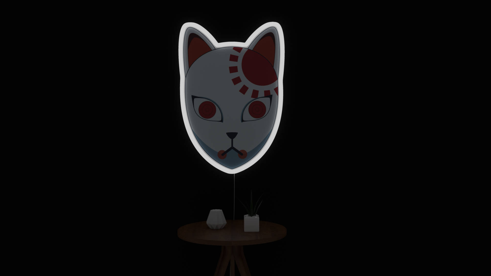 Glødende Demon Slayer Maske Lampeskærm Wallpapers