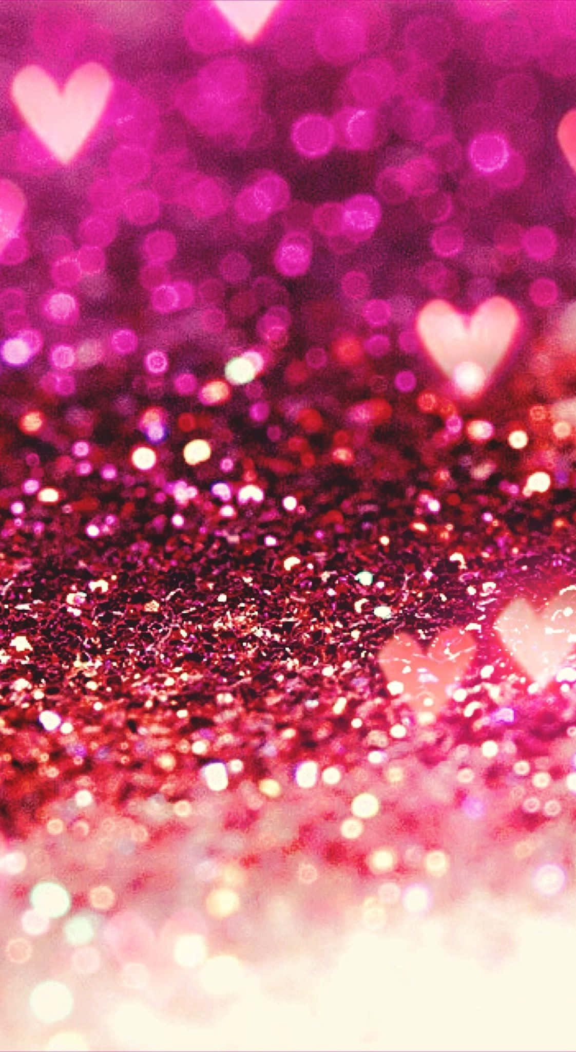 Glitrende lyserøde hjerter i bokeh-design Wallpapers