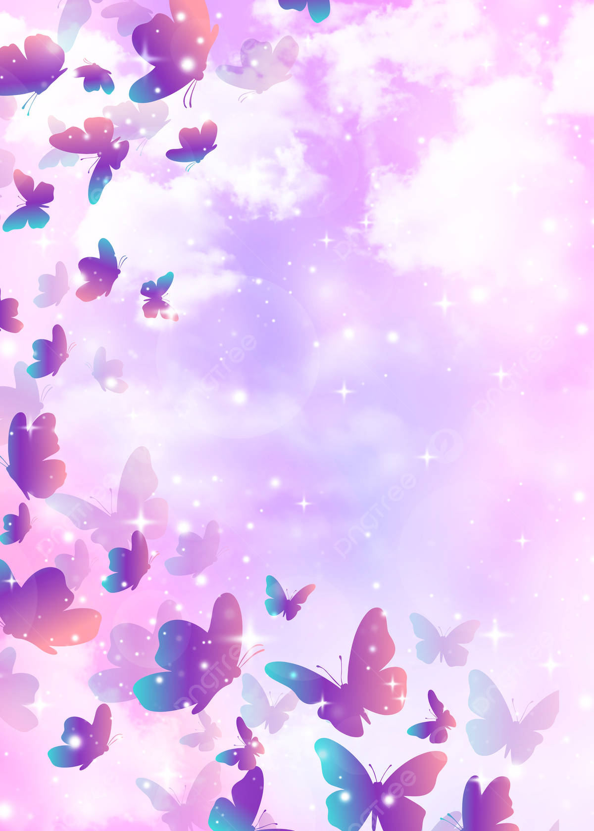 Glitrende pastelfarvede sommerfugle i lilla nuancer Wallpapers