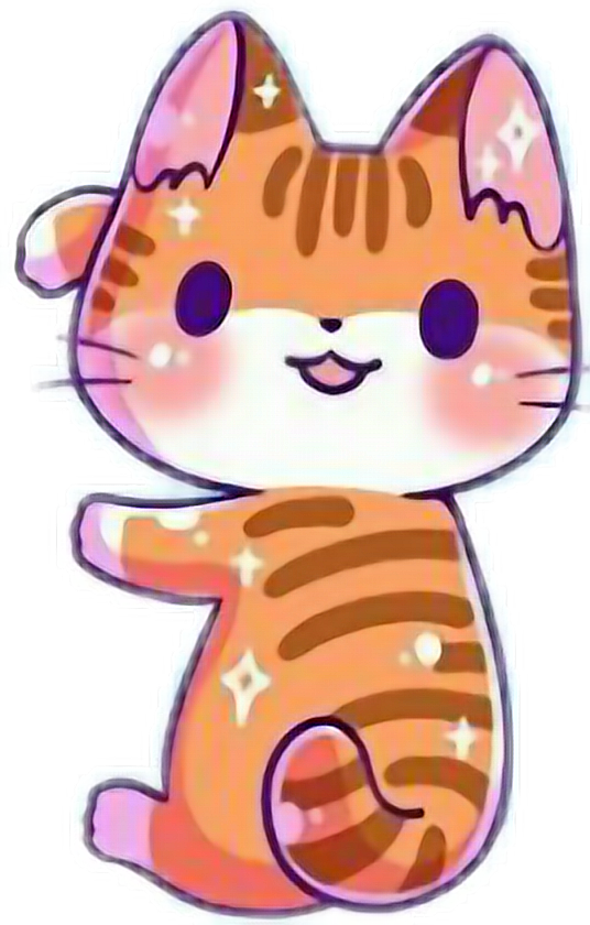 Glitrende stribet kawaii-kat.PNG Wallpapers