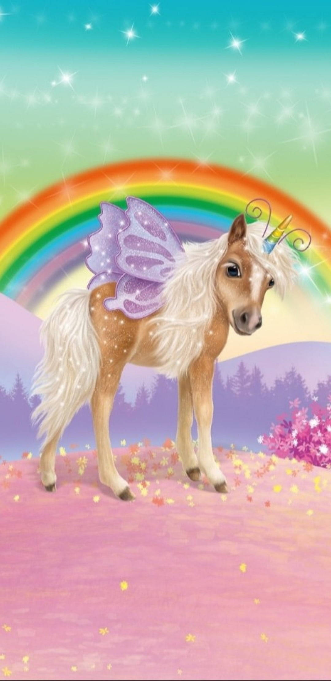 Glitter og enhjørninger med vinger Wallpapers