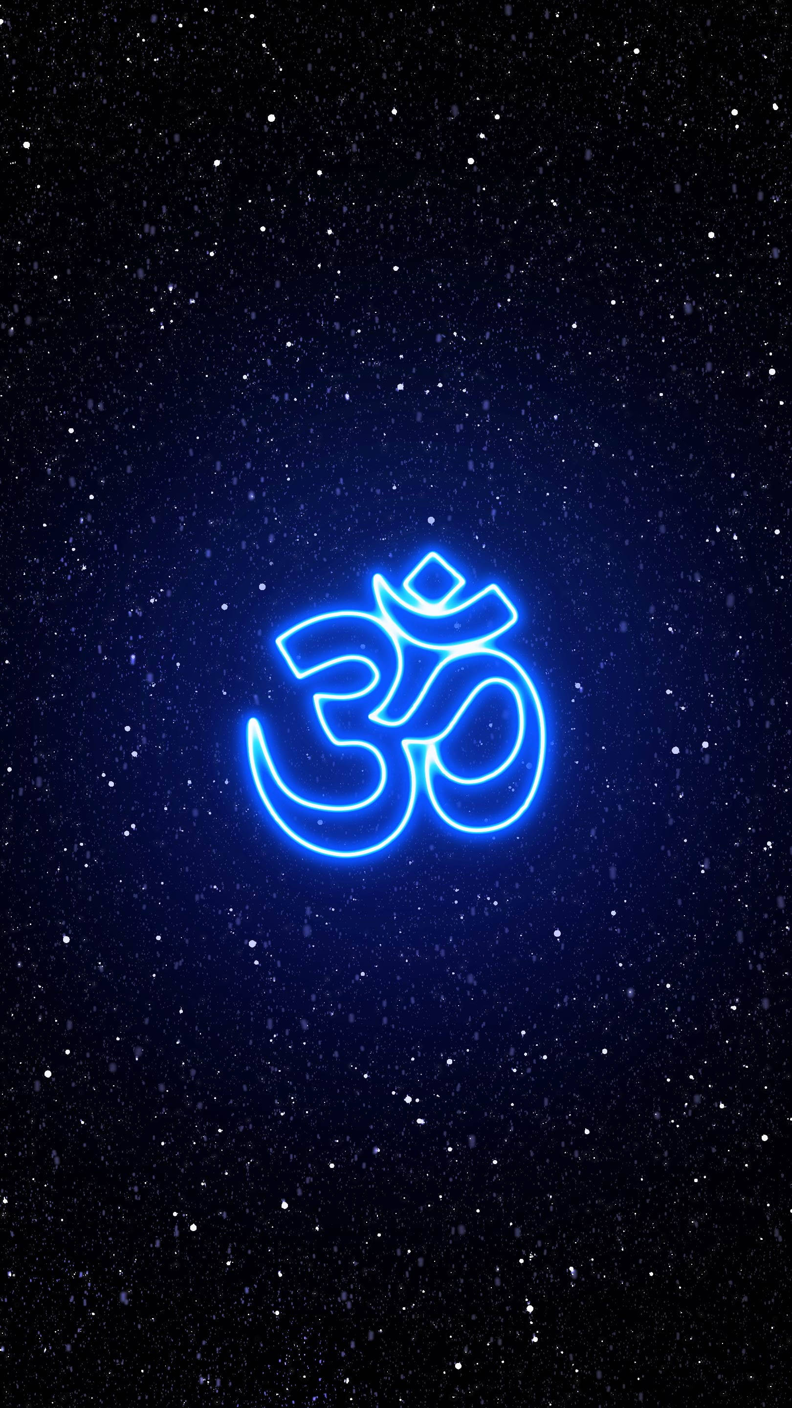 Glødende blåt Om-symbol Wallpapers