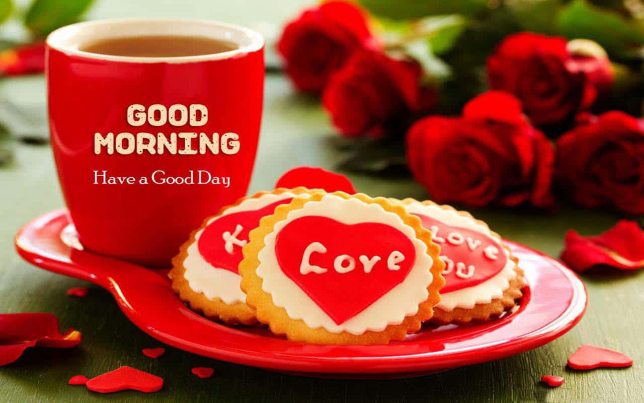 Godmorgen kærlighed kaffe og småkager Wallpapers