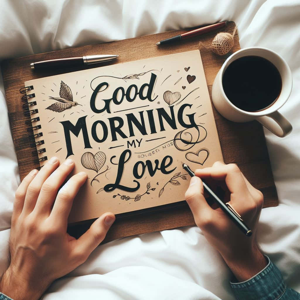 Godmorgen min elskede håndskrevet besked Wallpapers