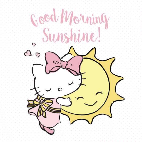 Godmorgen solskin sød kat og sol illustration Wallpapers