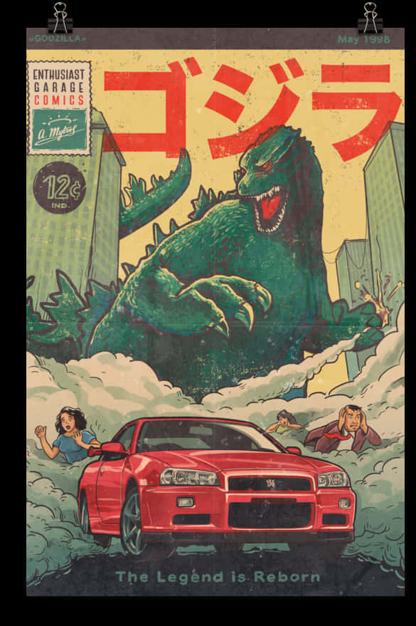 Godzilla tegneseriestil kunstværk Wallpapers