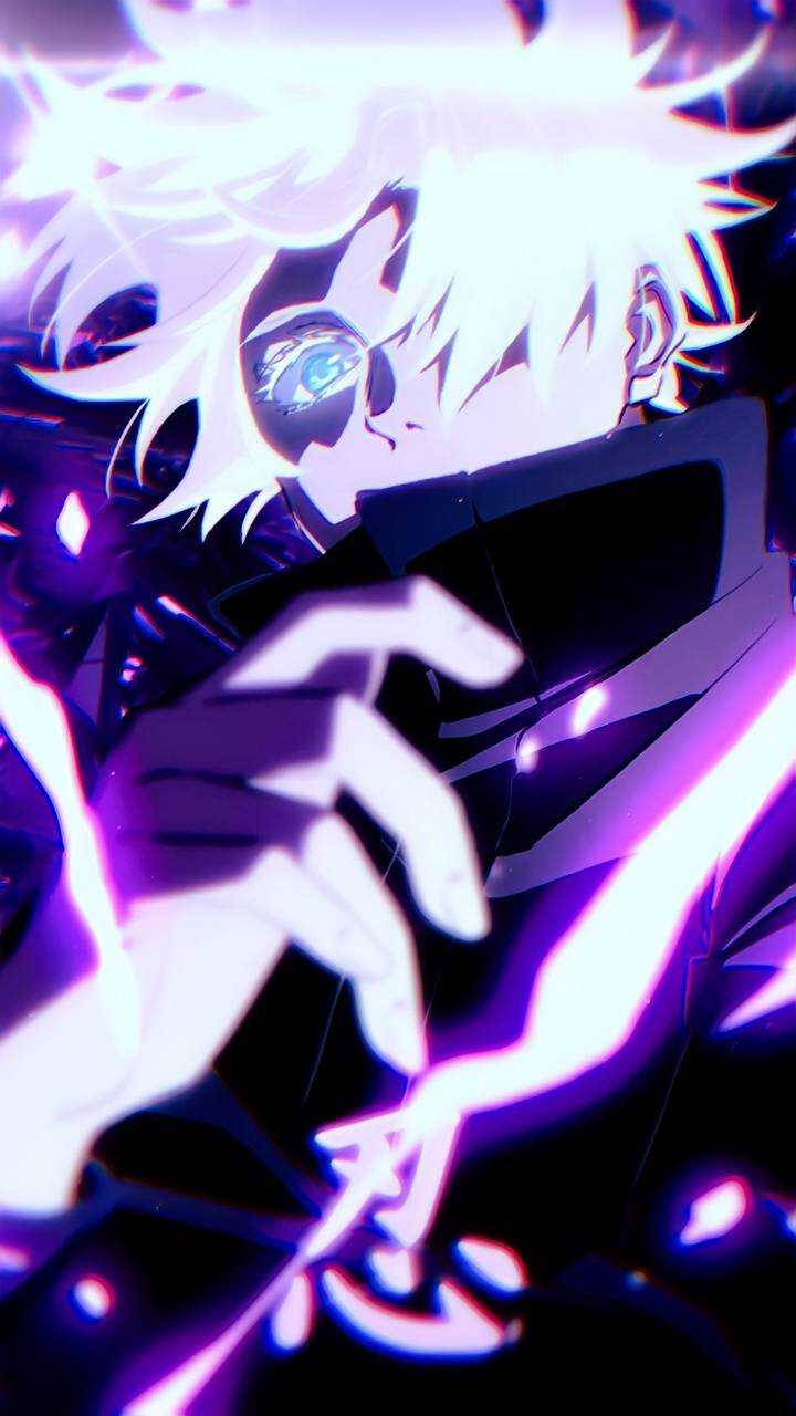 Gojo Sataru lilla og sort telefon Wallpapers
