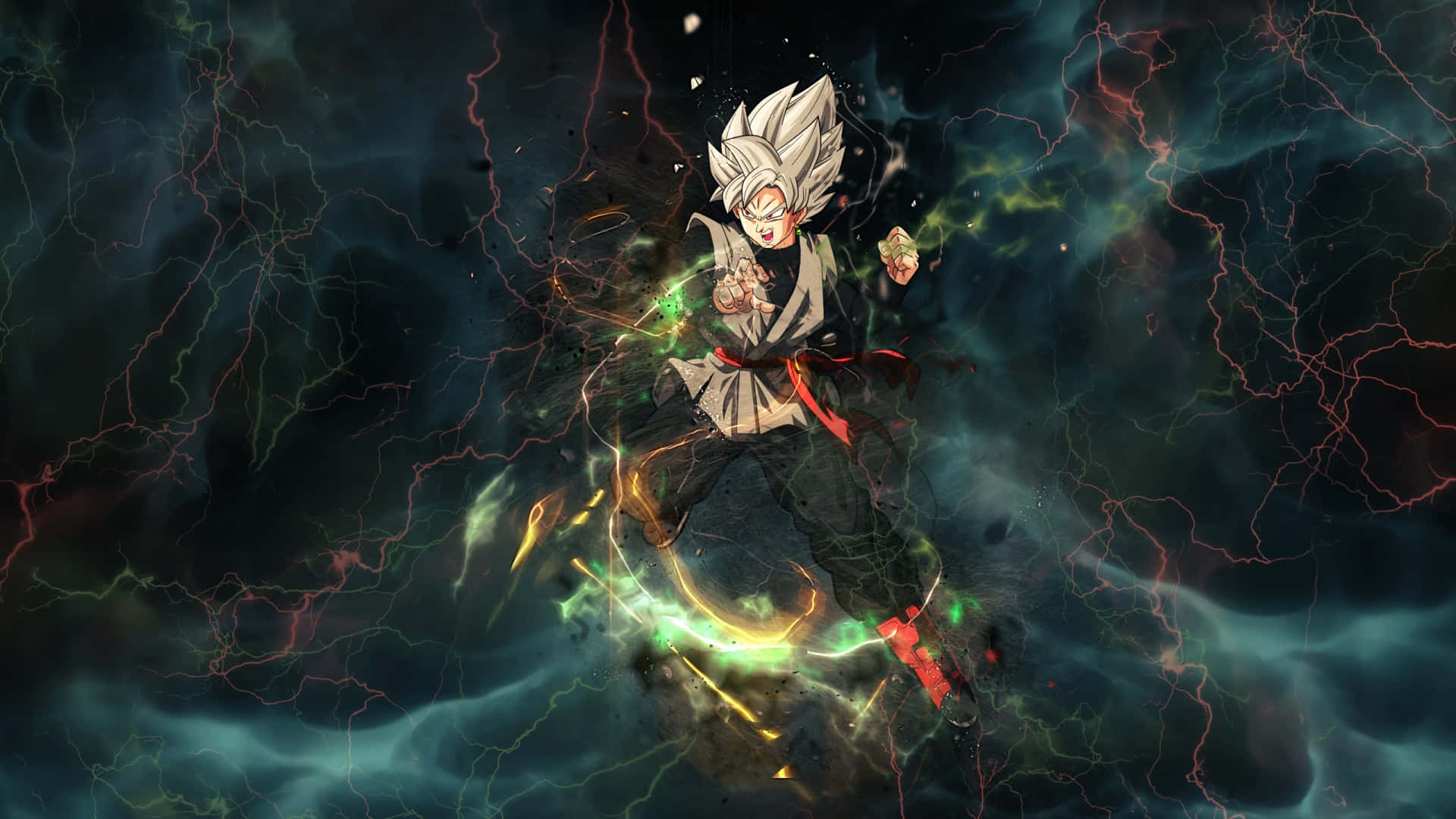 Goku Black i Ildfuld Kampstilling Wallpapers