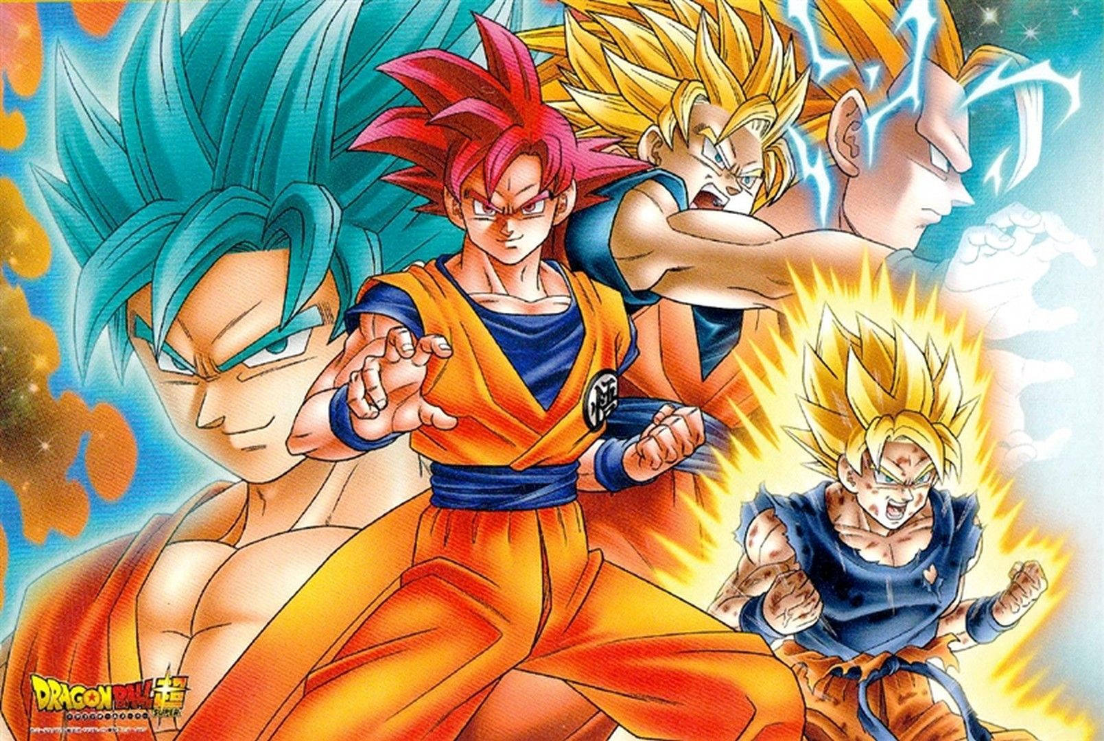 Goku bruger sine Super Saiyan-kræfter til at tage kampen op mod skurkene. Wallpapers