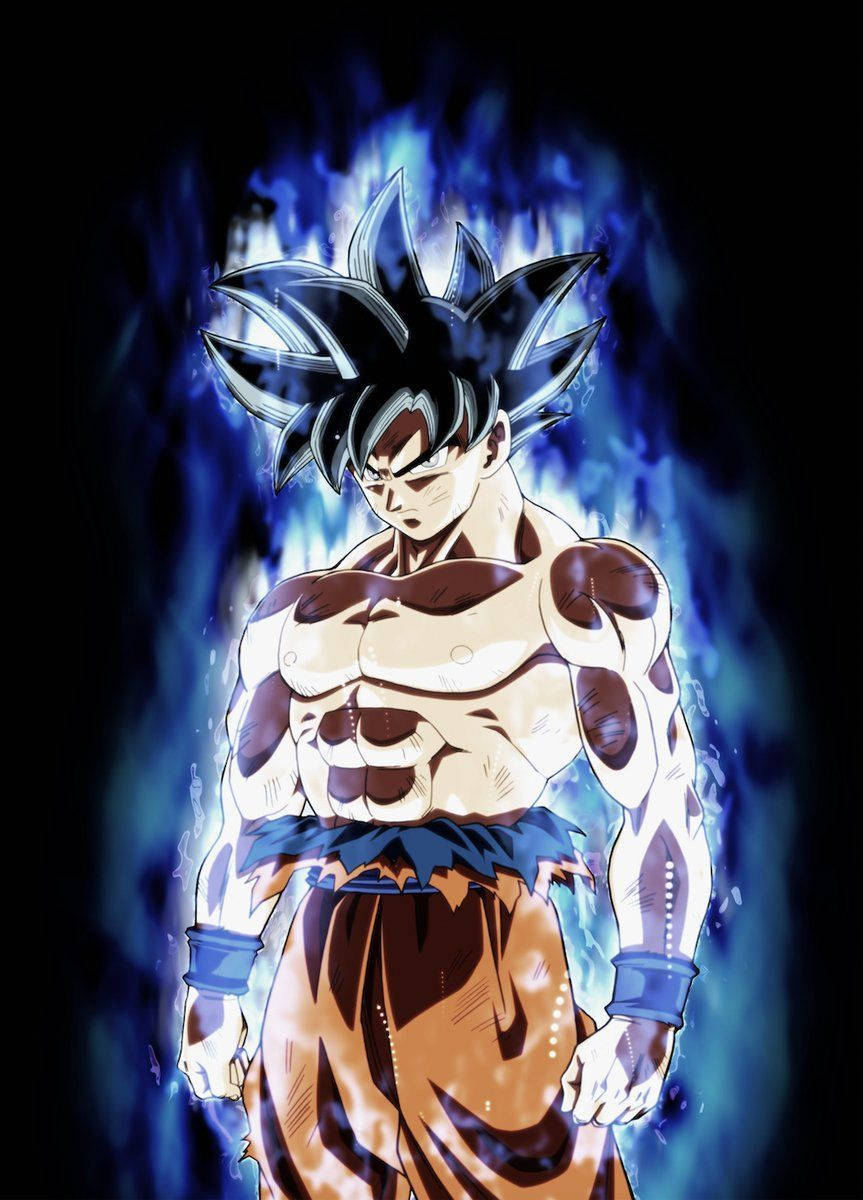 Baggrundsbillede af Goku, der udfører Ultra Instinct-teknikken. — Goku Wallpapers