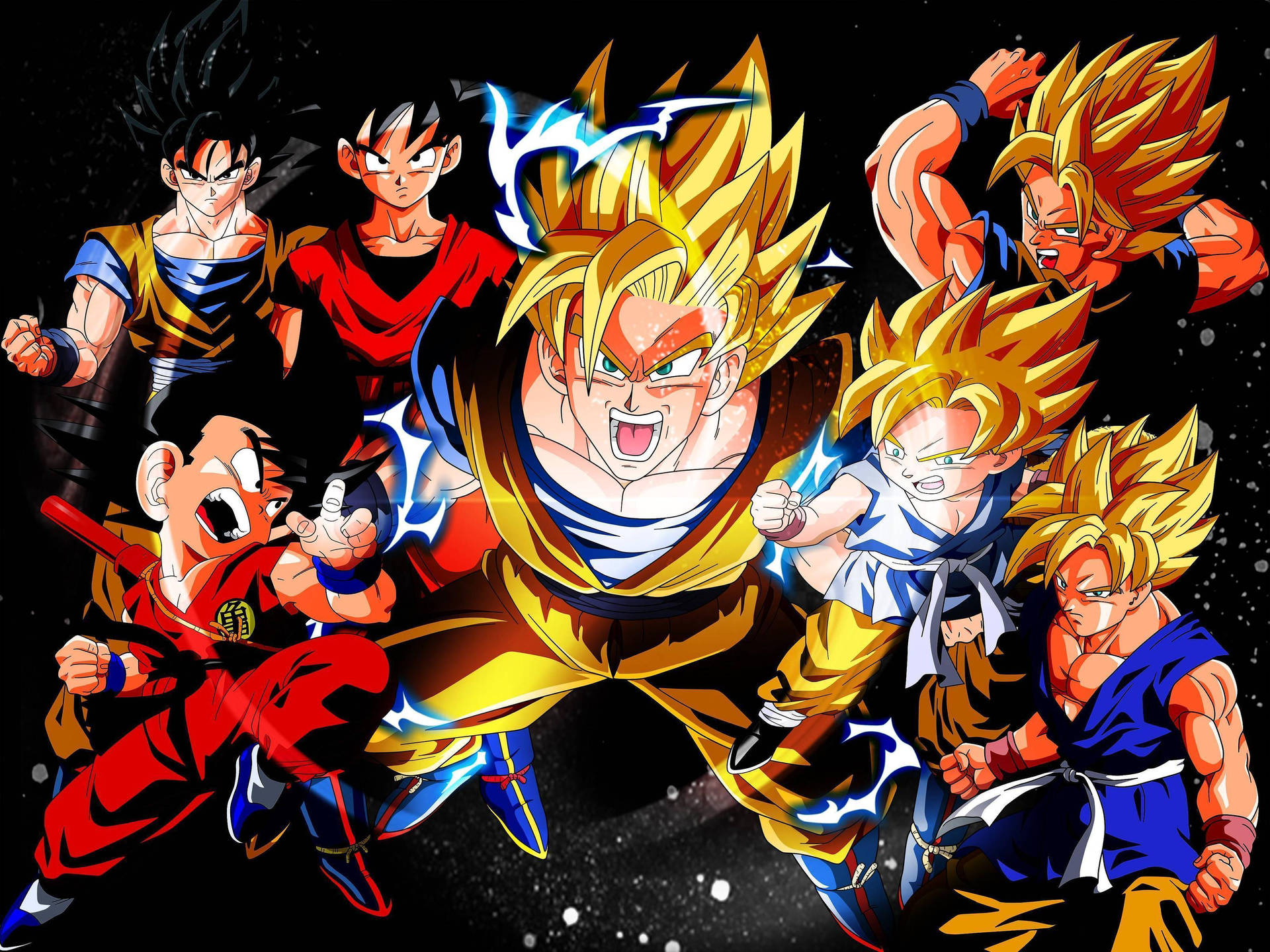 Forskellige Super Saiyan-stadier af Goku wallpaper. — Goku Wallpapers