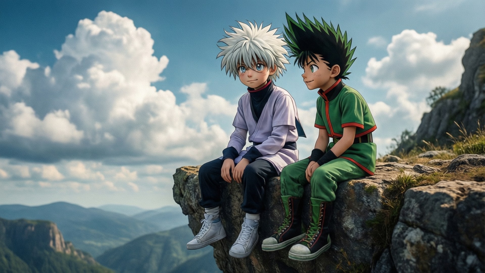 Gon og Killua ser på skyer Wallpapers