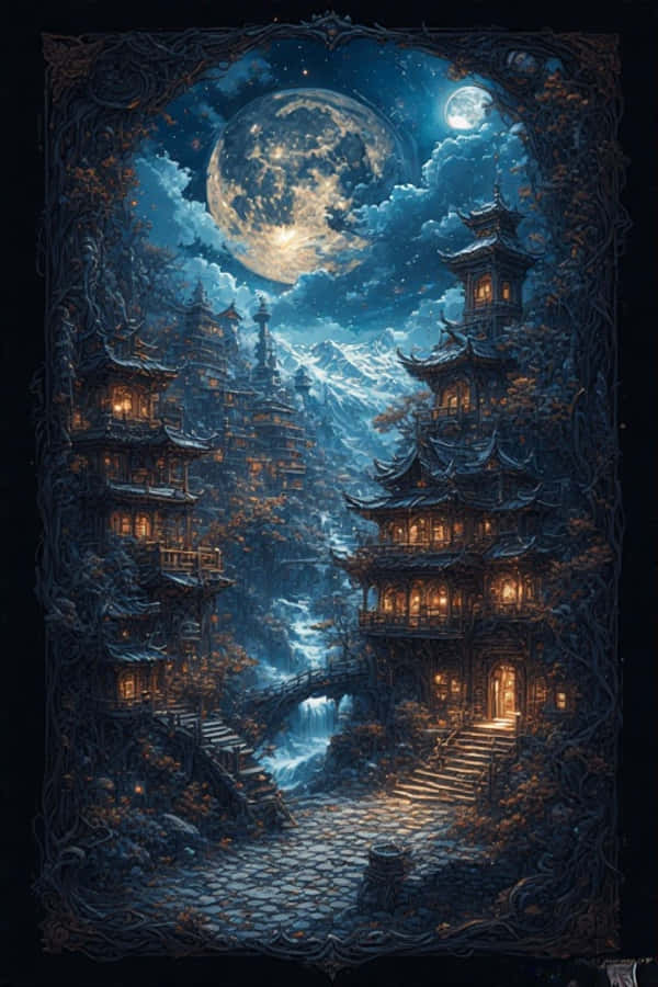 Gotisk inspireret Tibet nattescene tapet 4K Wallpapers