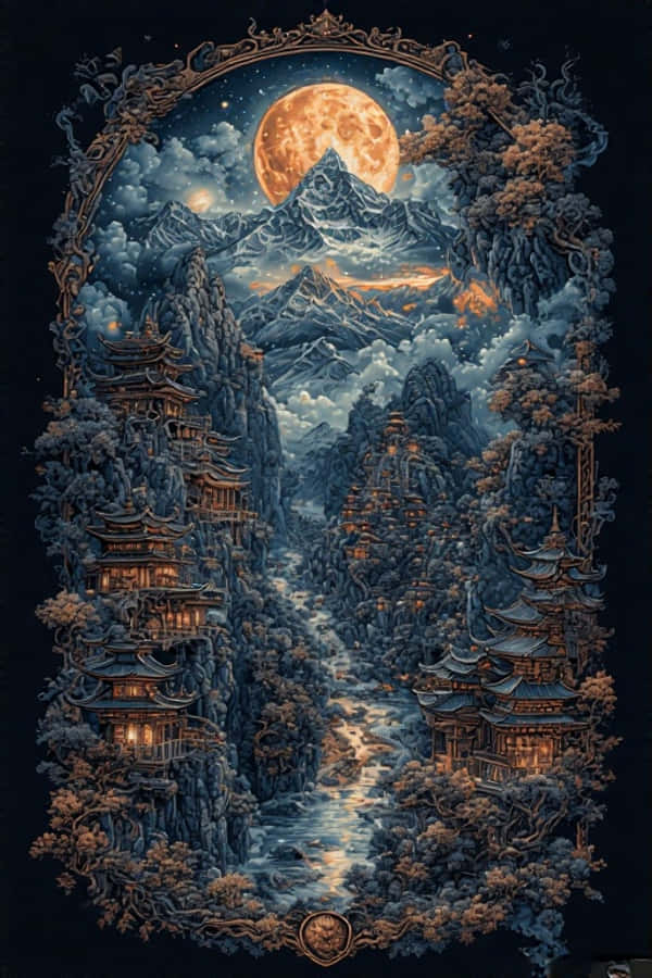 Gotisk inspireret Tibet nattescene tapet 4K Wallpapers