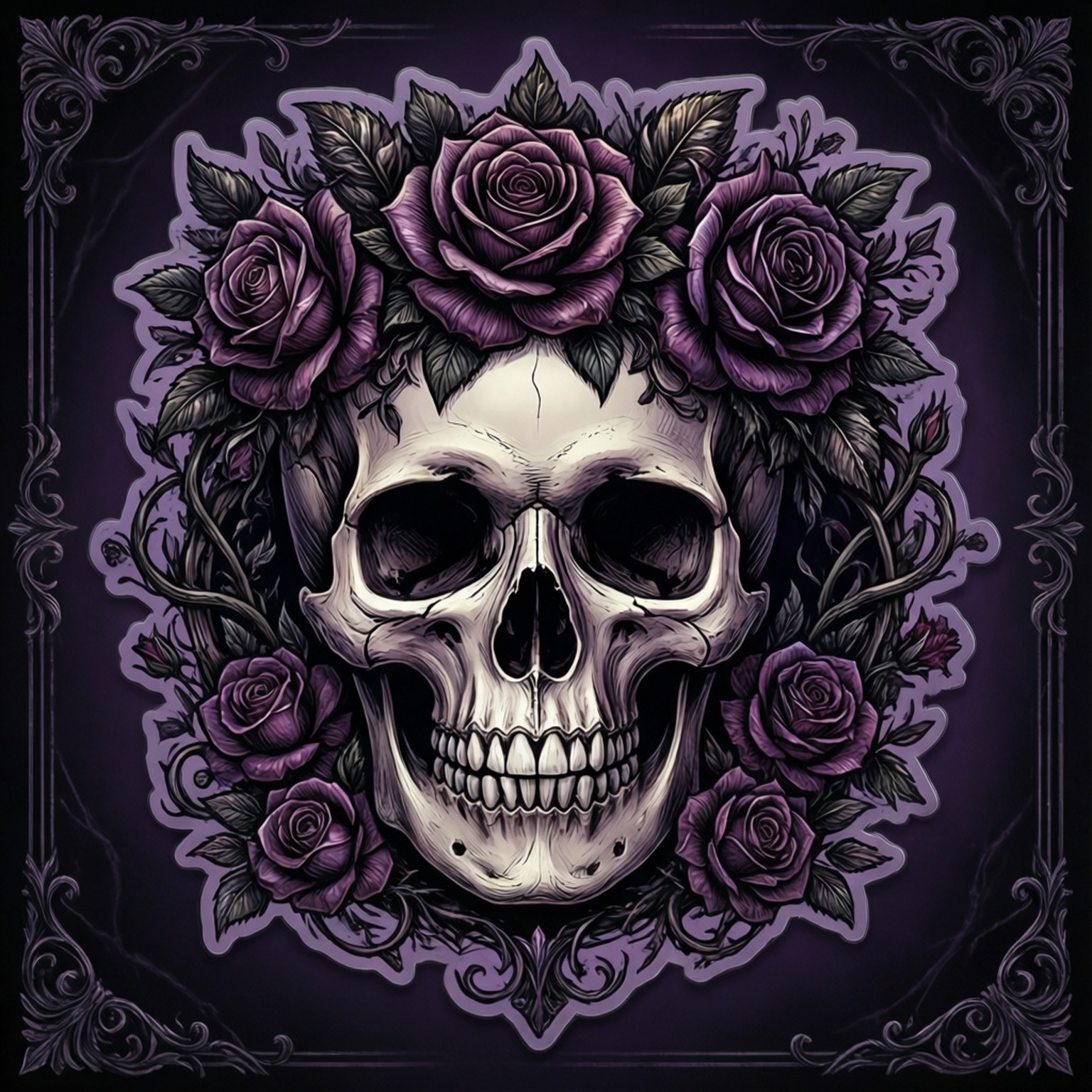 Gotisk Kranie Blomsterklistermærke Wallpapers