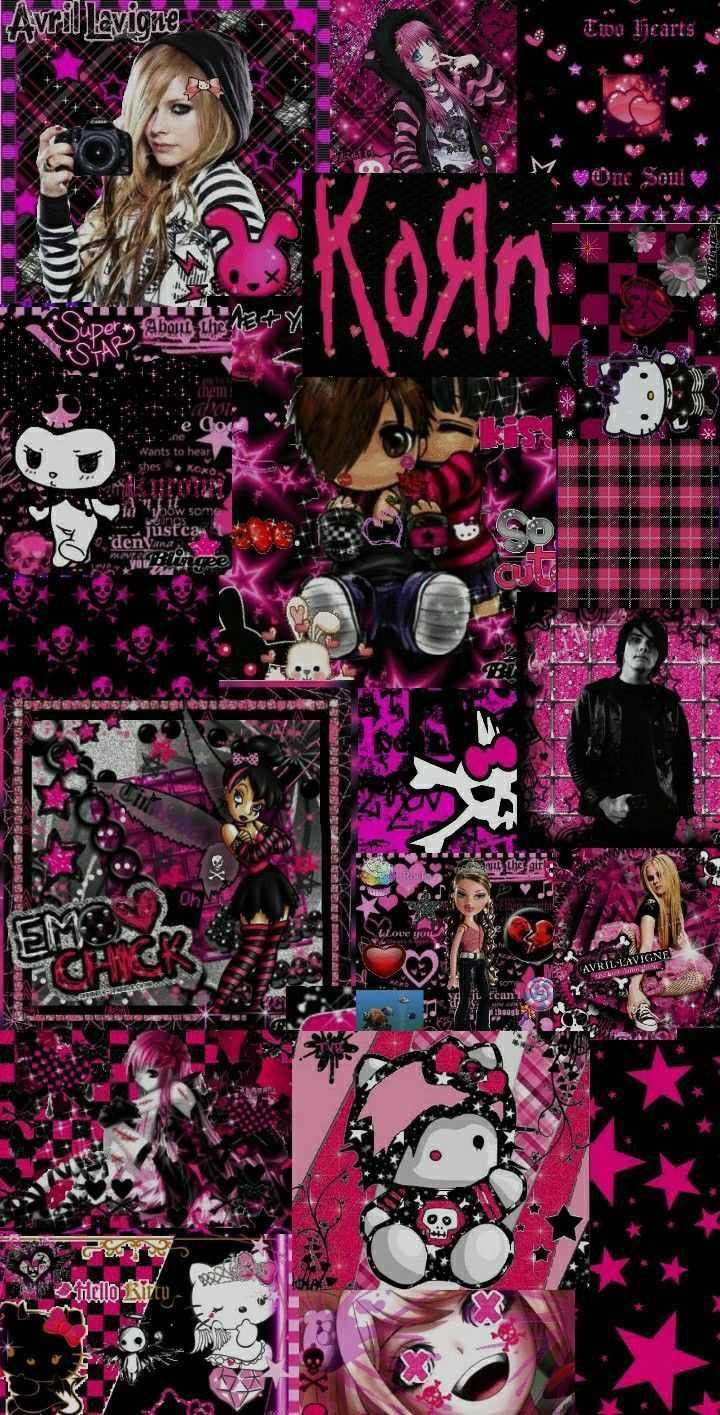 Gotisk æstetik pink sød digital collage Wallpapers