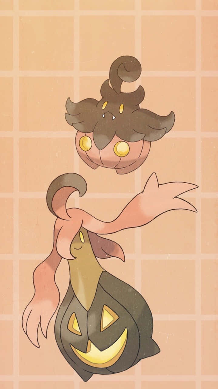 Gourgeist og Pumpkaboo på gitterbaggrund Wallpapers