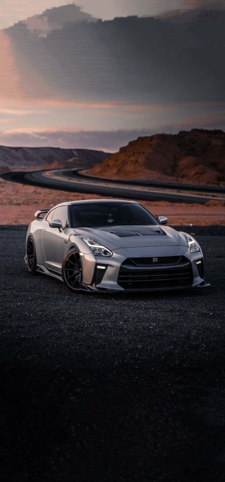 Grå Nissan R35 Gtr Portrætbillede Wallpapers