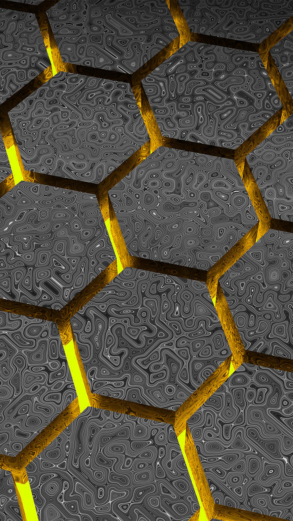 Grå og gul 3D sekskant Wallpapers
