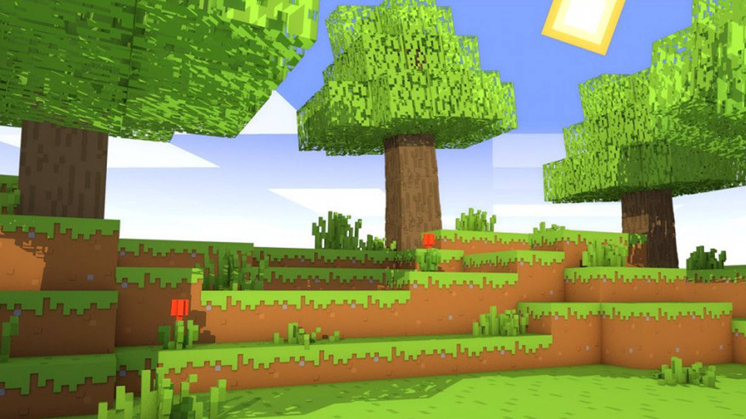 Græs med træer 2560x1440 Minecraft Wallpapers