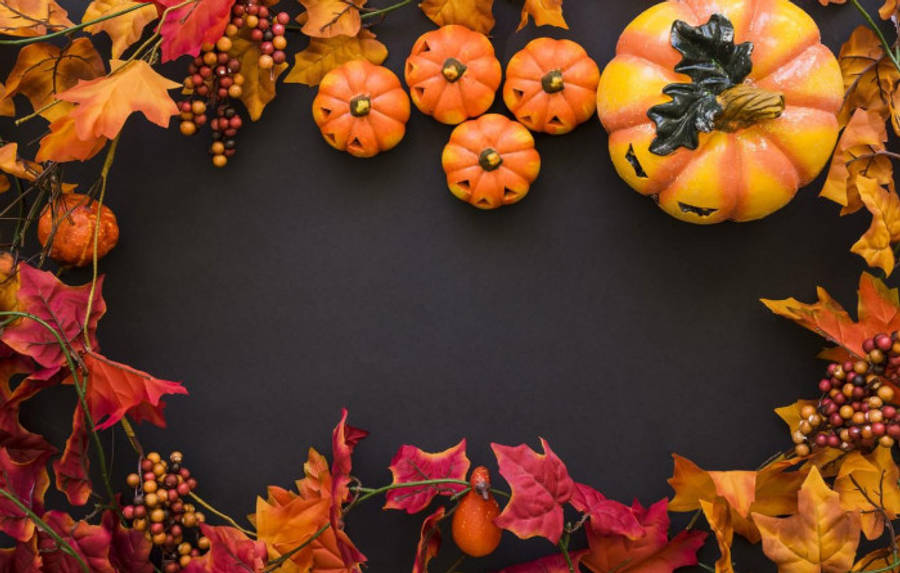 Græskar og blade efterår Halloween Wallpapers