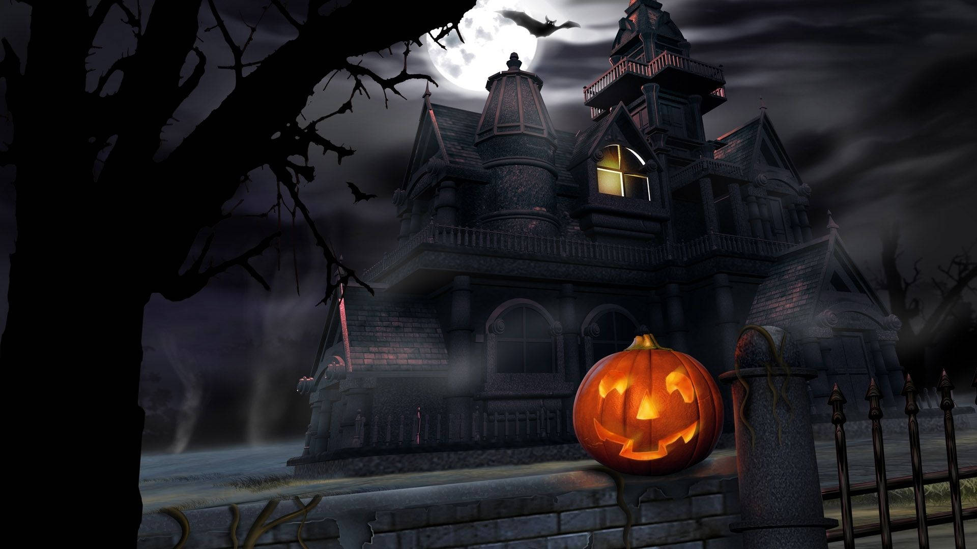 Græskar udenfor i tegneseriehalloween Wallpapers