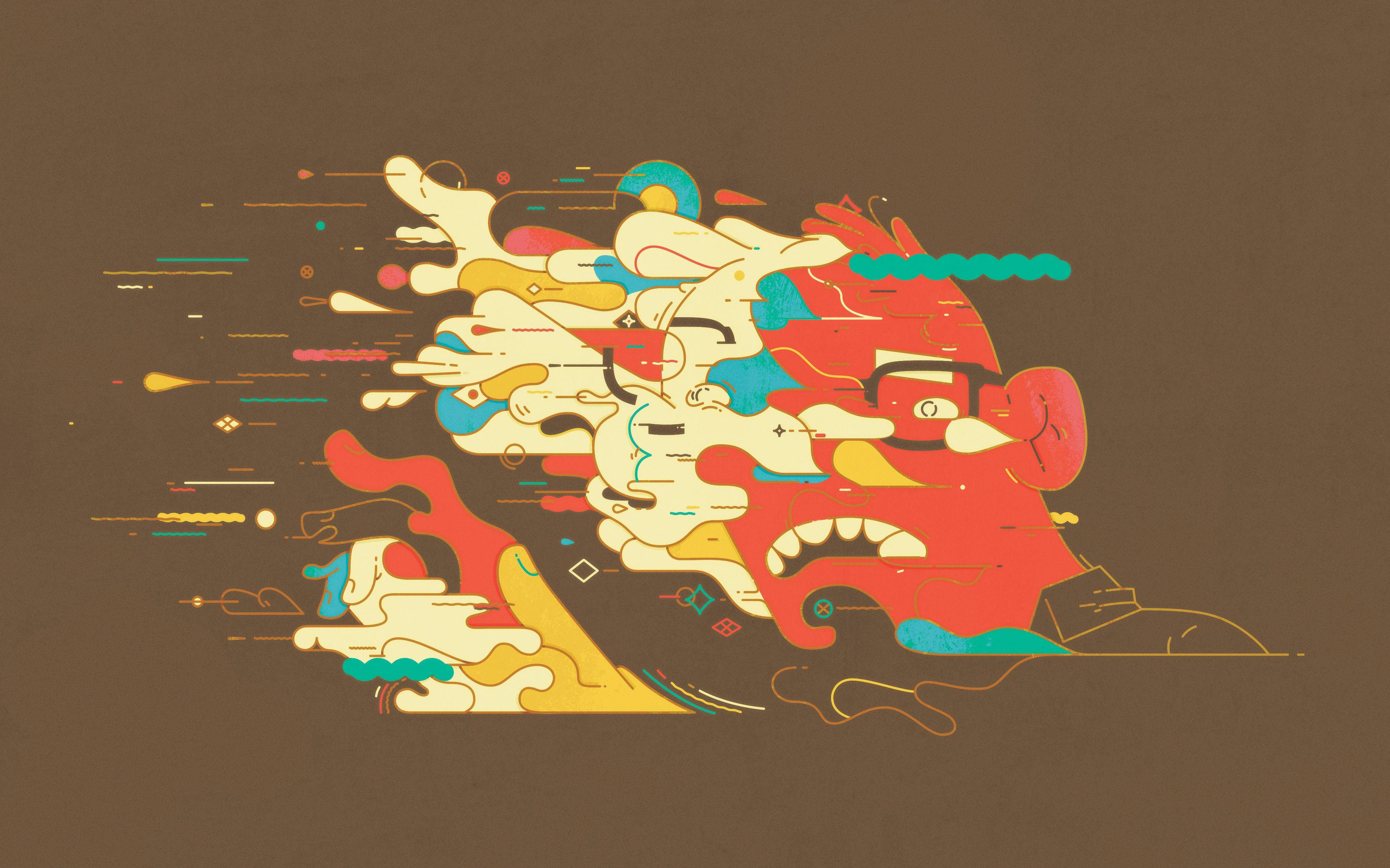 Grafisk Design Farverigt Abstrakt Portræt Wallpapers