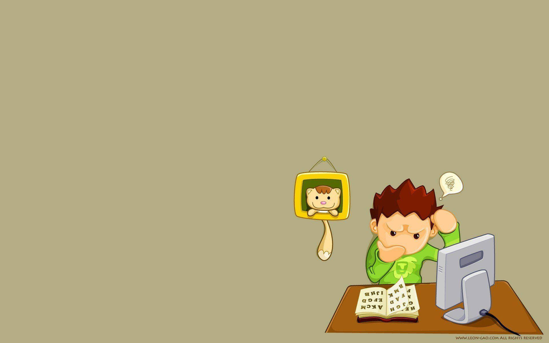Grafisk design forvirret mand ved computer Wallpapers