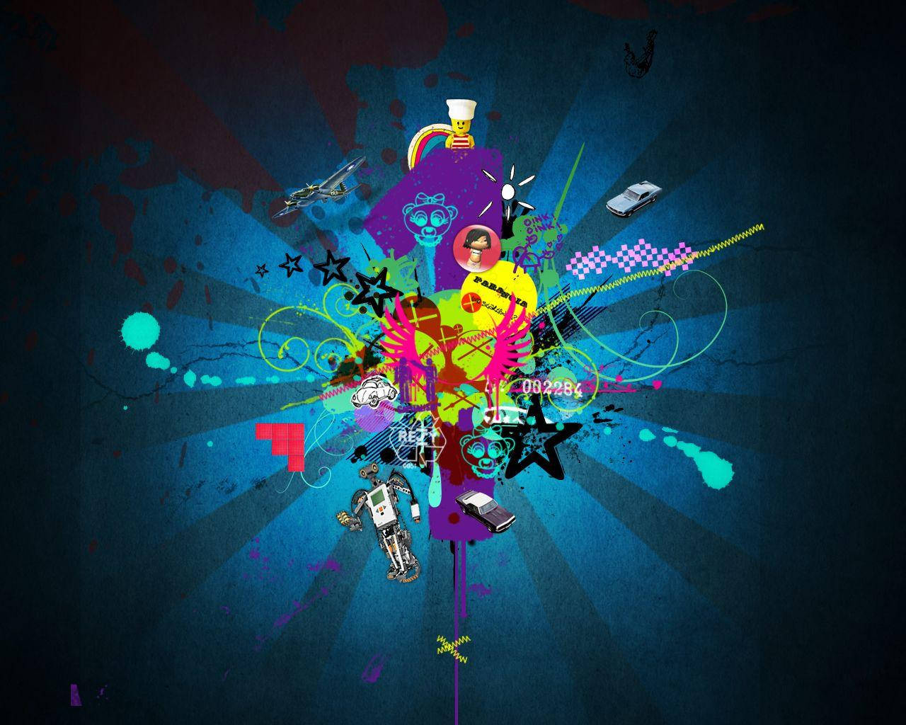 Grafisk design farverig grunge collage Wallpapers
