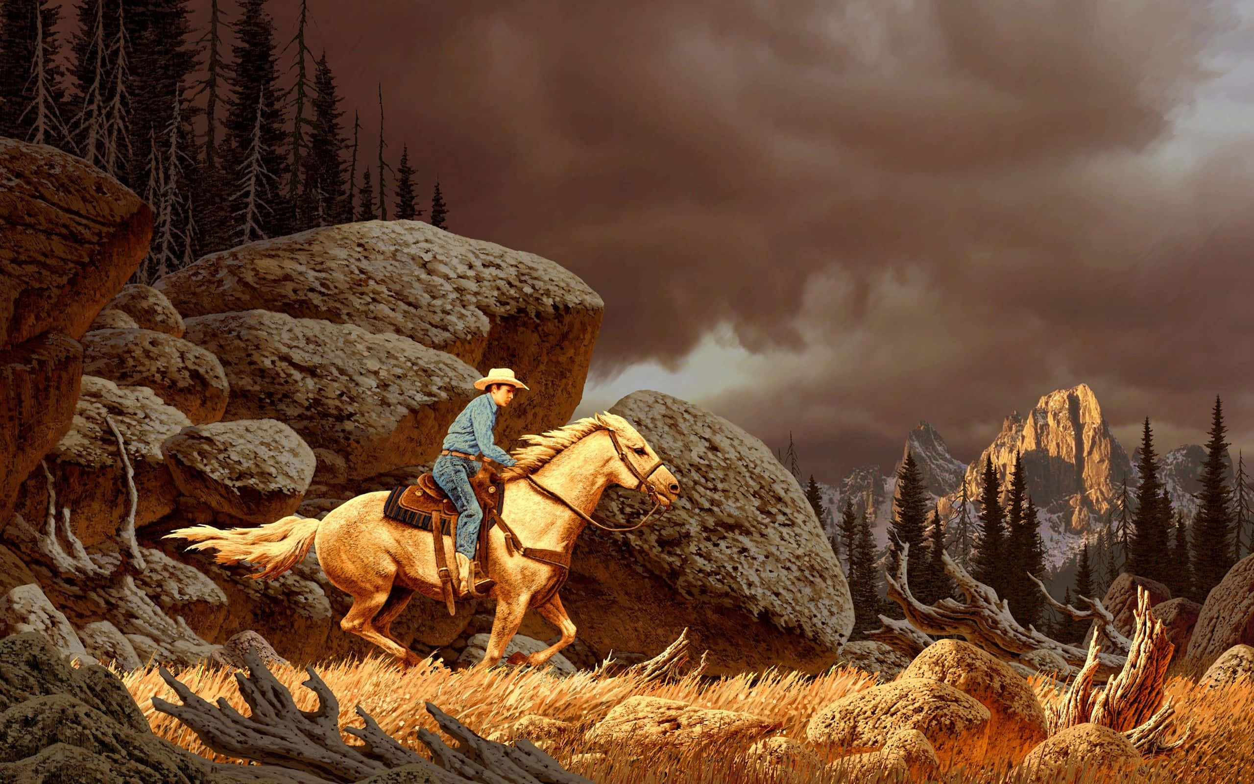 Grafisk kunst western cowboy skrivebord Wallpapers