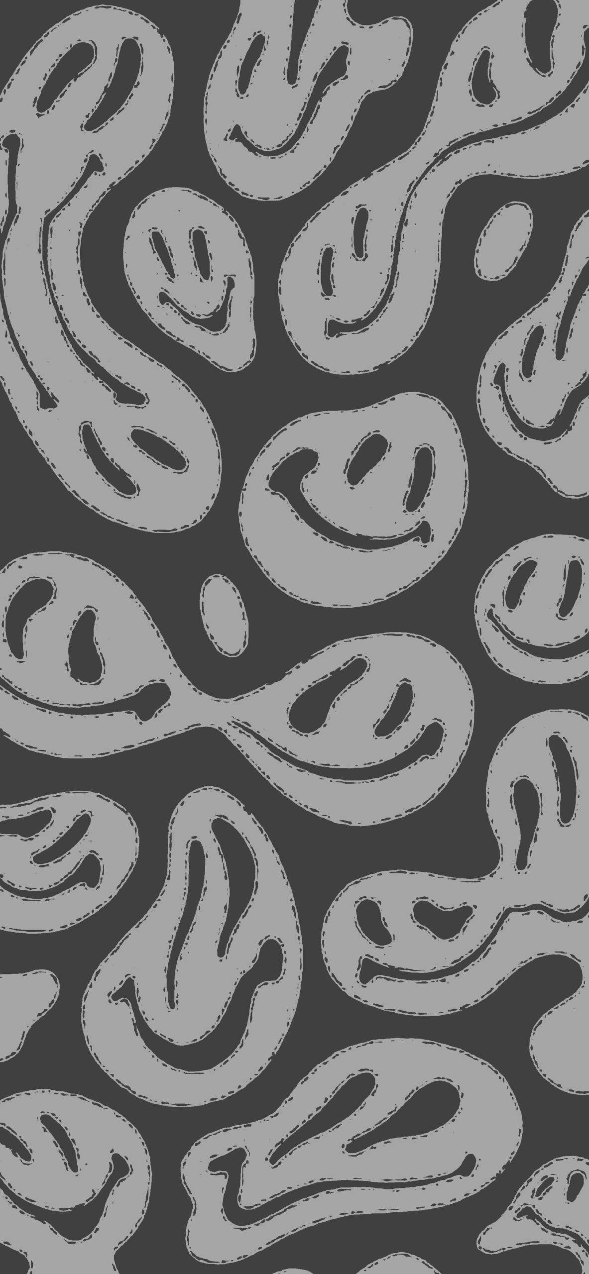 Gråtone forvrænget smiley trippy æstetik Wallpapers