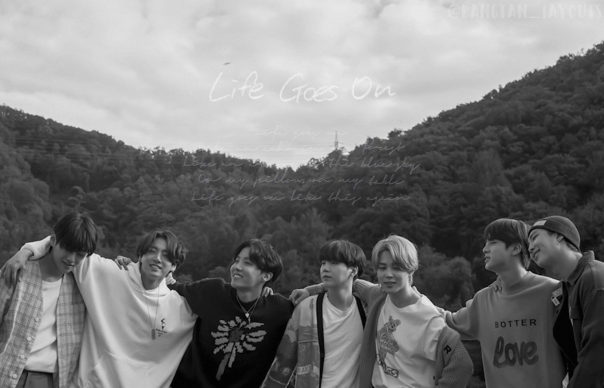 Gråtonet BTS Life Goes On Wallpapers