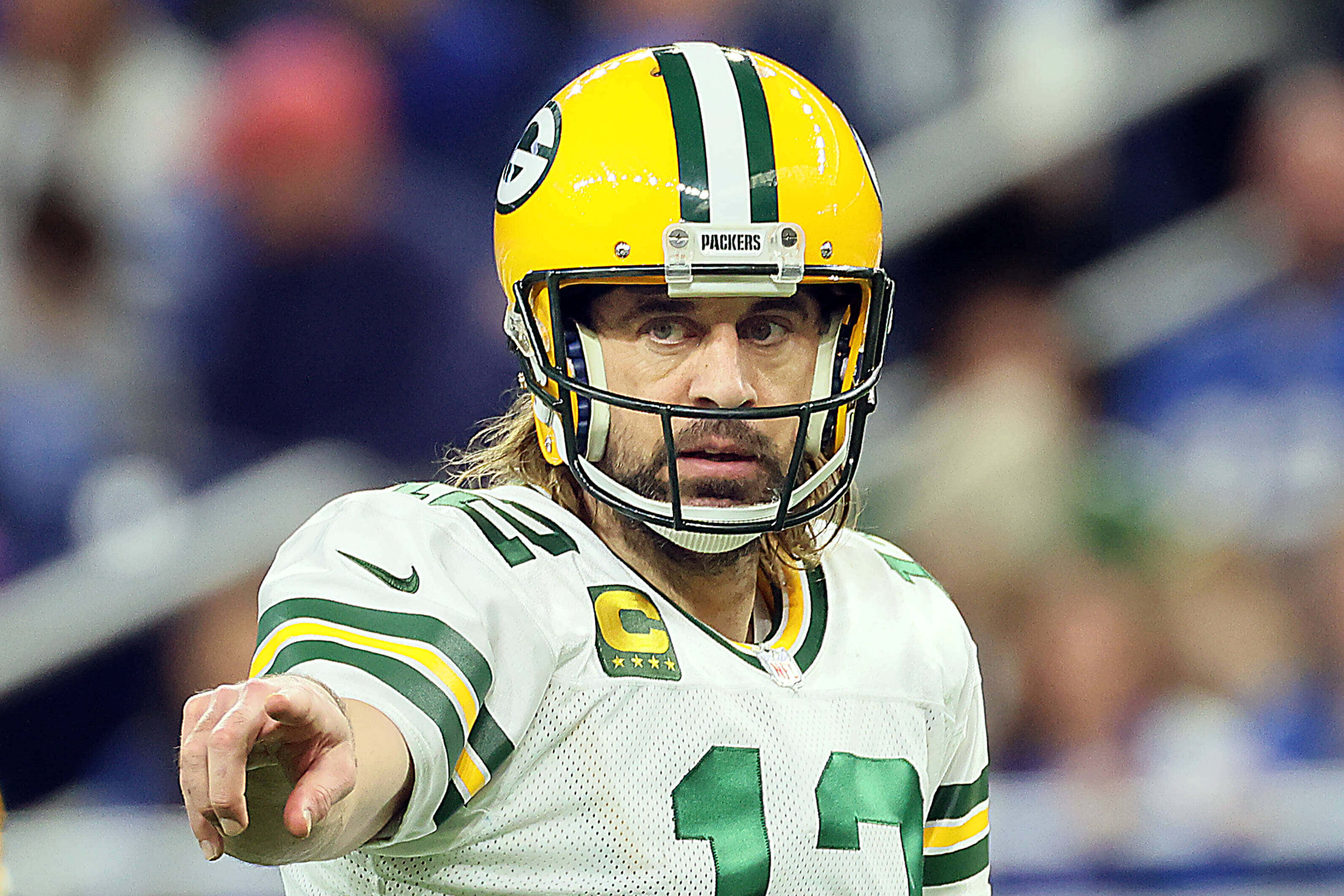 Green Bay Packers quarterback Aaron Rodgers kaster en touchdown-aflevering Wallpapers