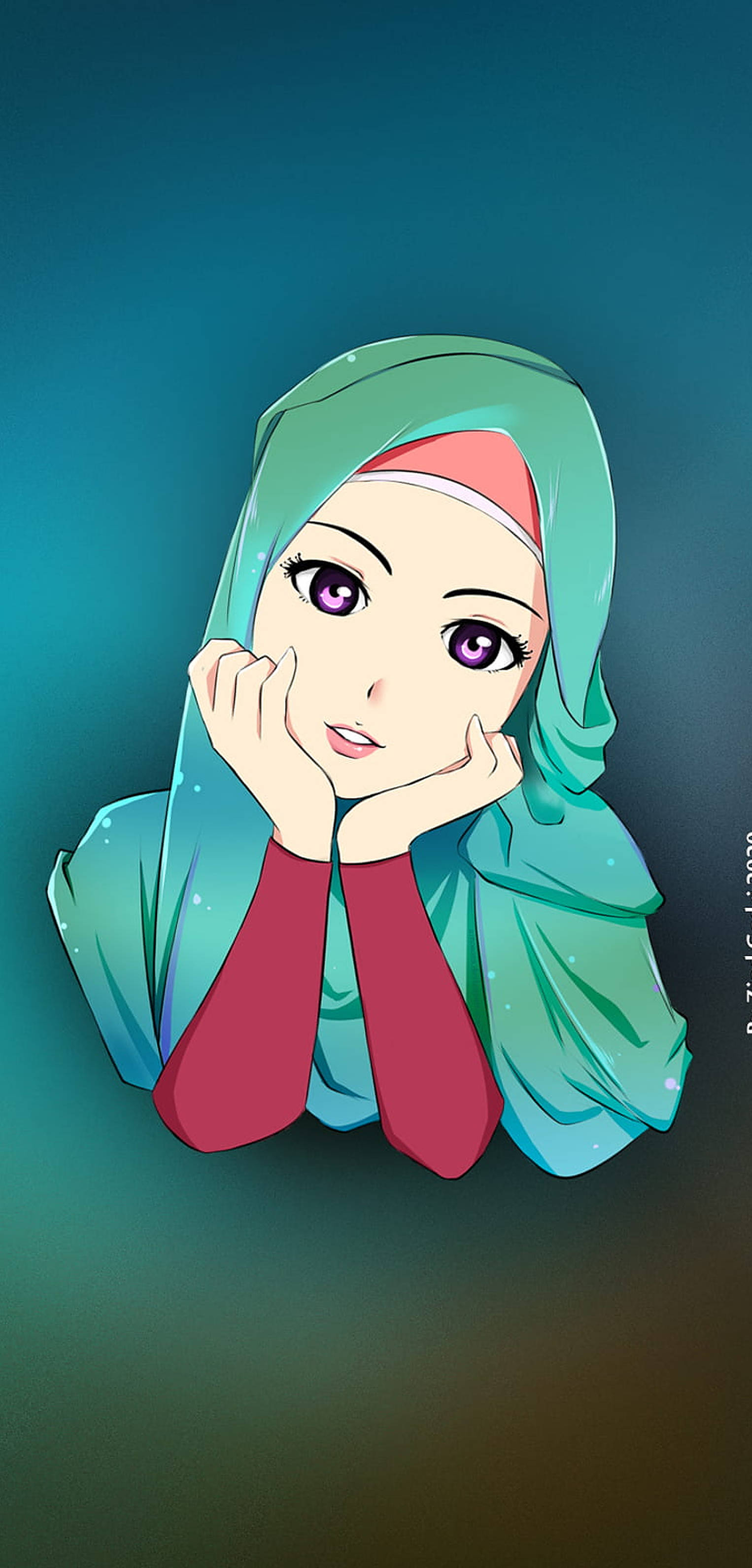 Grøn hijab tegneserie Wallpapers