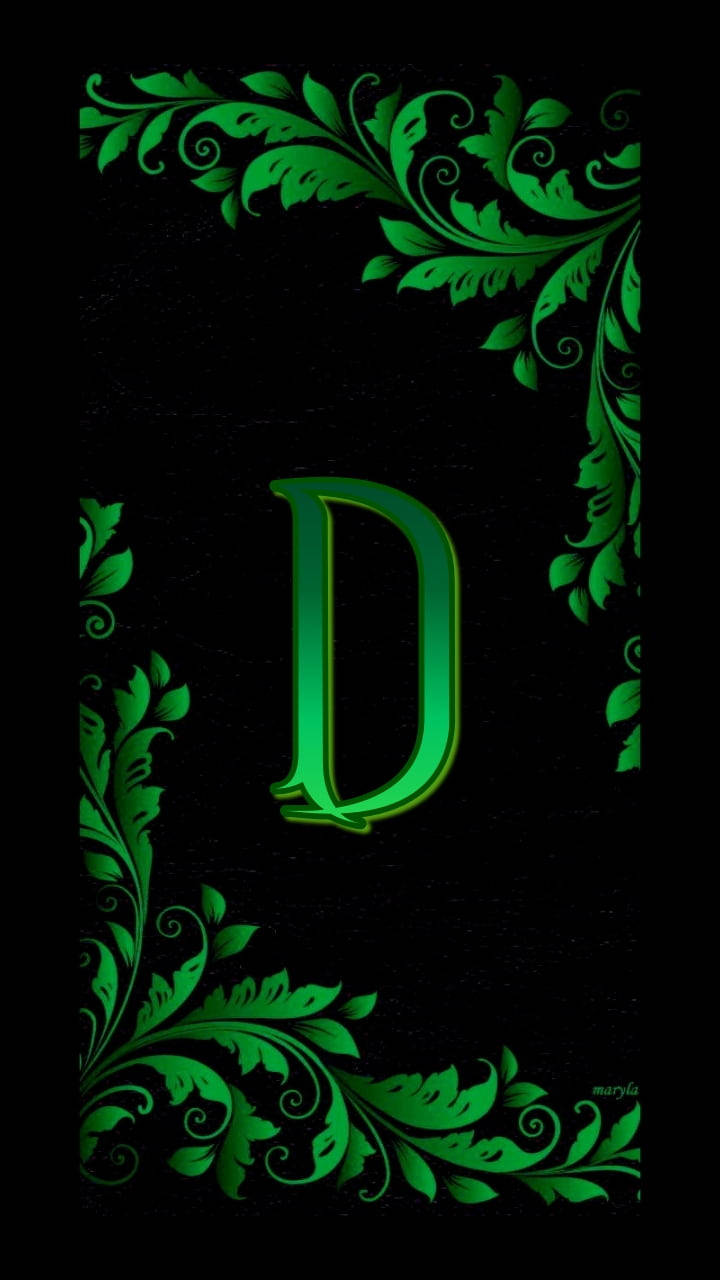 Grønt æstetisk bogstav D telefon Wallpapers