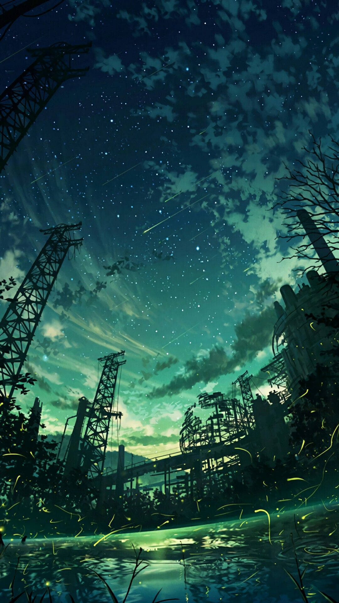 Grøn himmel og stjerner grafik Wallpapers