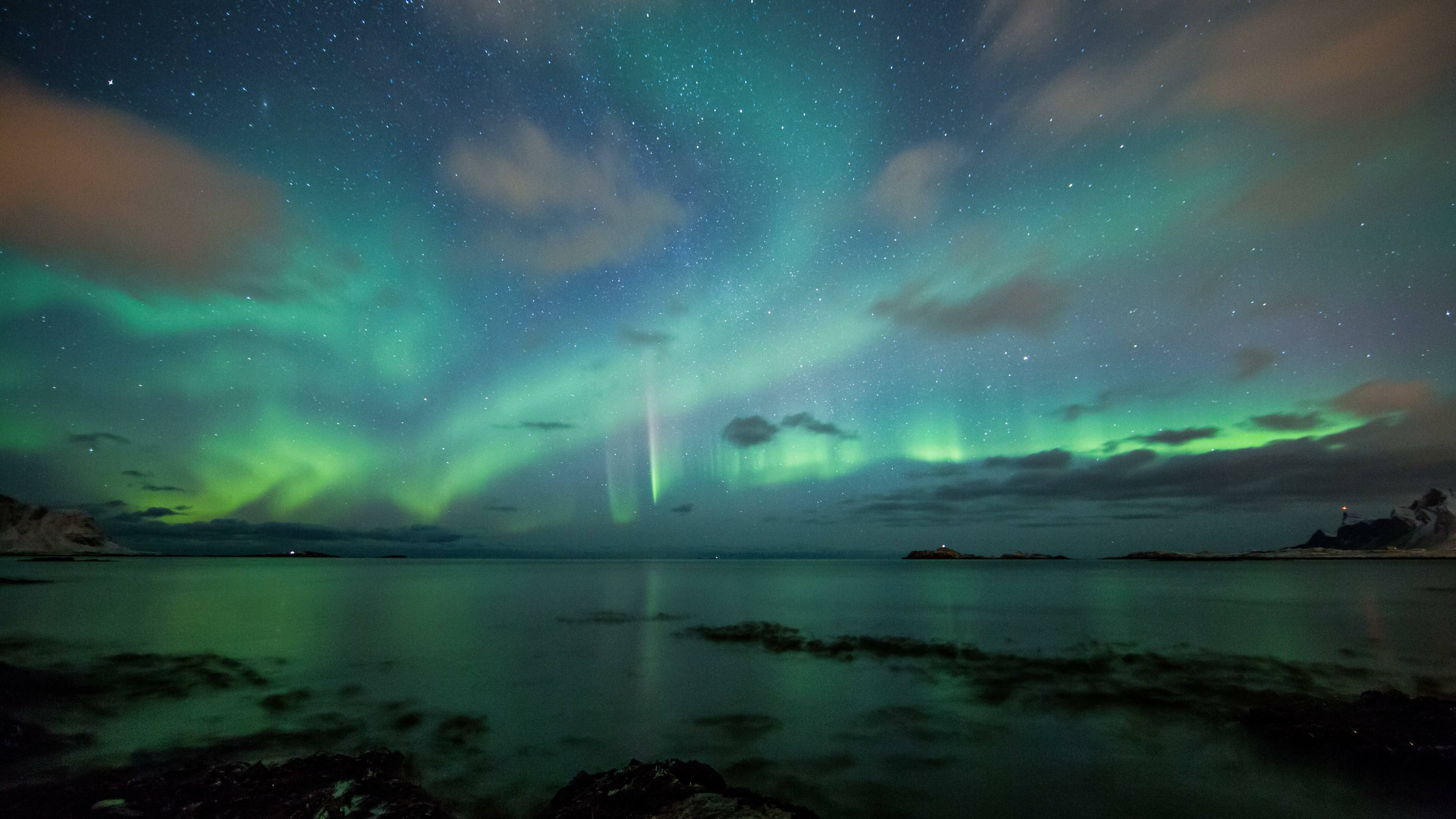 Grøn himmel om natten Wallpapers