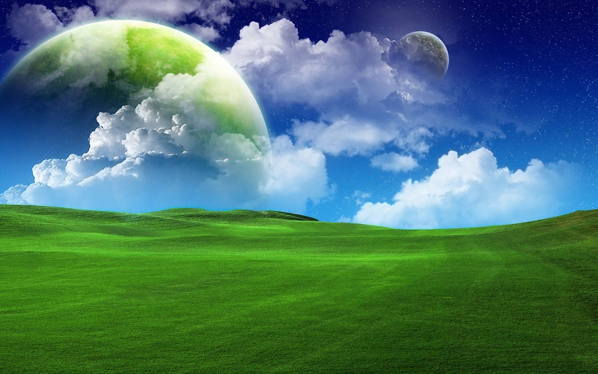 Grøn jord og himmel Wallpapers