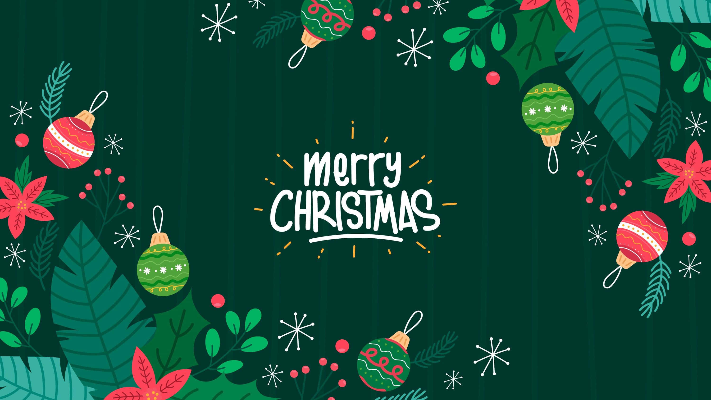 Grøn julehilsen med glædelig jul Wallpapers