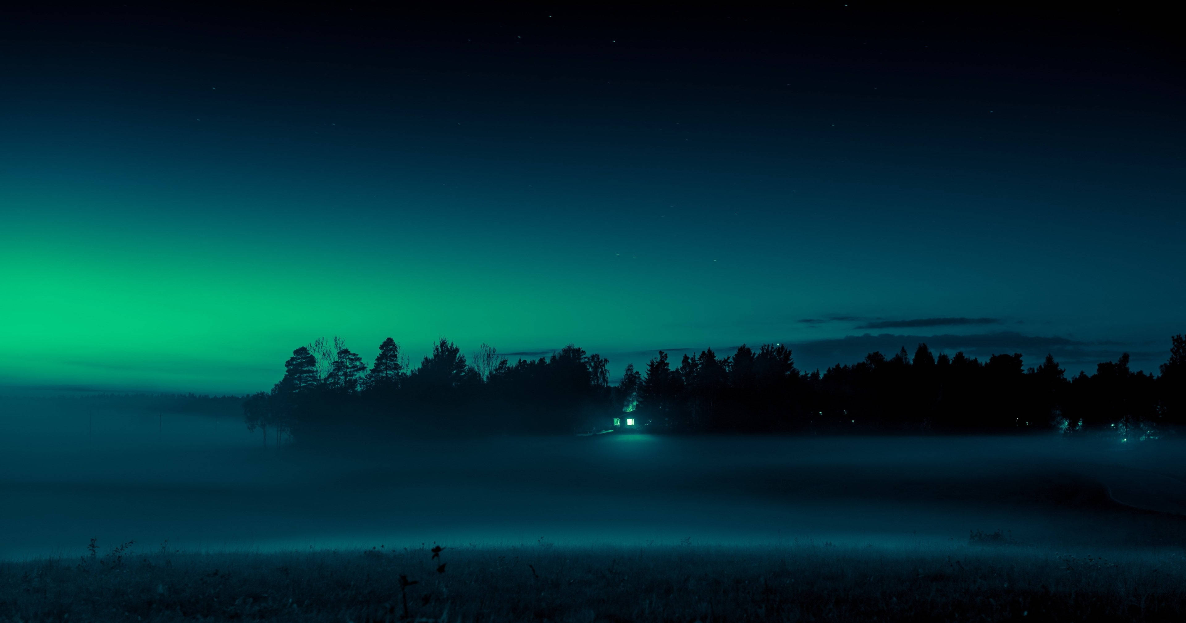 Grøn nattehimmel professionel skrivebordsbaggrund Wallpapers