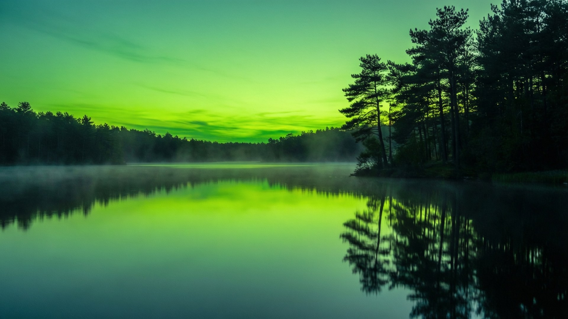 Grøn tusmørkesø Wallpapers