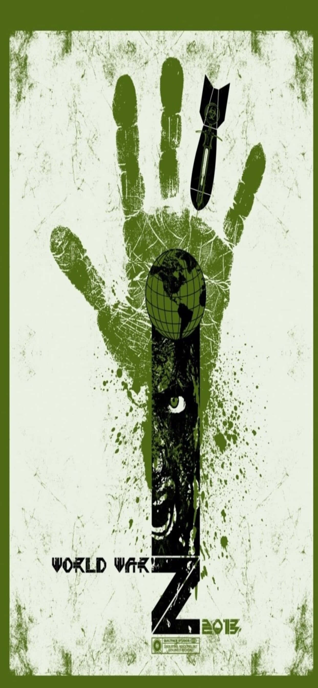 Grønt håndaftryk iPhone XS Max World War Z Baggrund Wallpapers