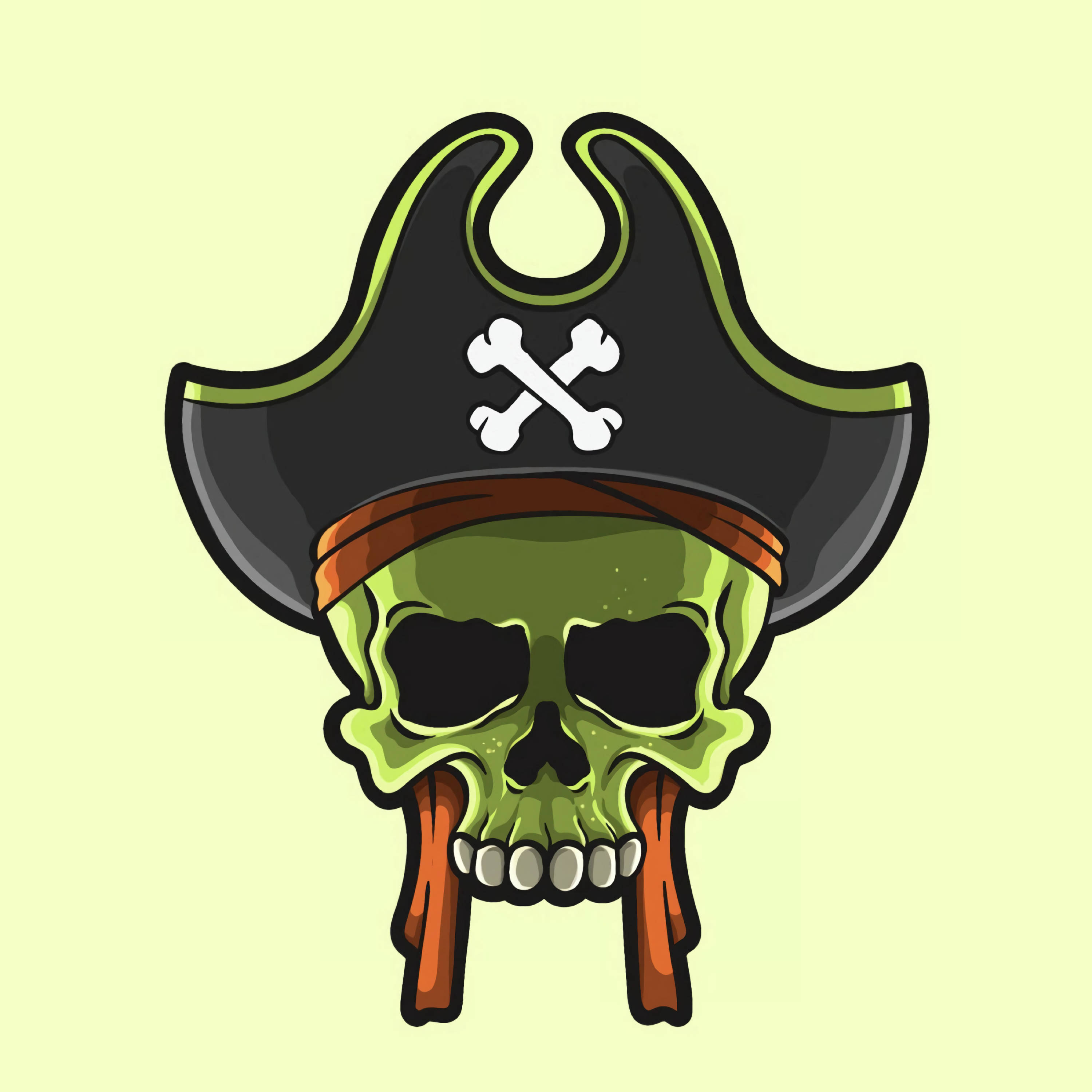 Grønt kranie piratlogo Wallpapers