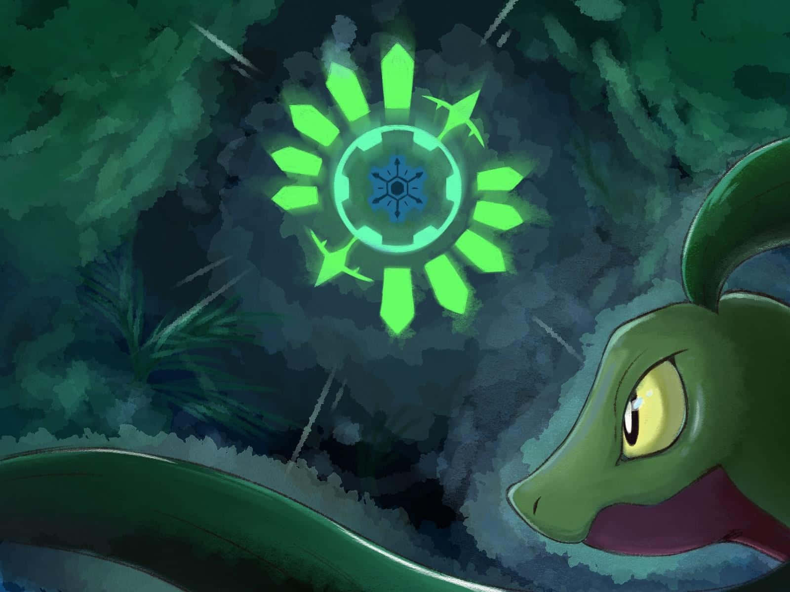 Grovyle omgivet af bambus Wallpapers